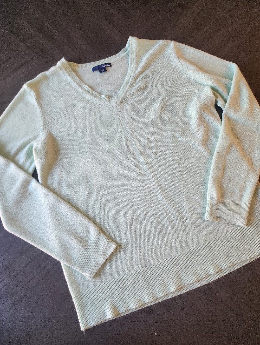 Cozy Cabin Core Mint Green V-Neck Sweater By Basic Editions Women's Size XL
